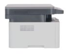Side view of a white HP laser printer