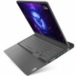 Angled view of Lenovo LOQ 15.6 laptop Showing Keyboard and Screen