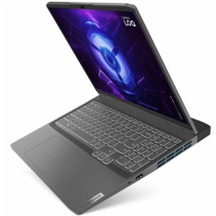 Angled view of Lenovo LOQ 15.6 laptop Showing Keyboard and Screen
