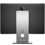 Black and silver HP monitor showing back panel