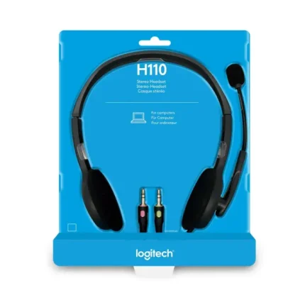 Logitech H110 Stereo Headset with mic box packaging