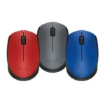 Three Logitech M171 Wireless Mouse in different colors